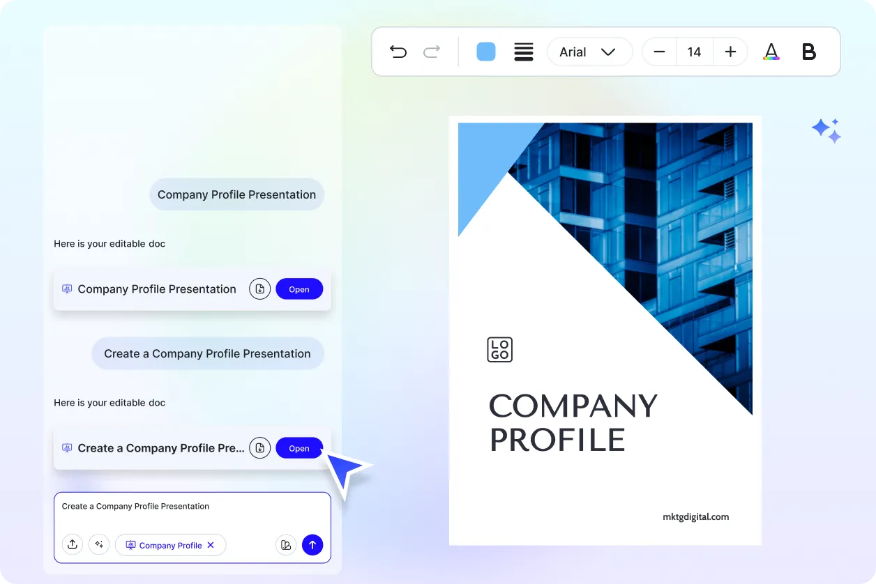 Free AI Company Profile Presentation Generator, Free Company Profile Presentation Maker Online [ No Signup ]